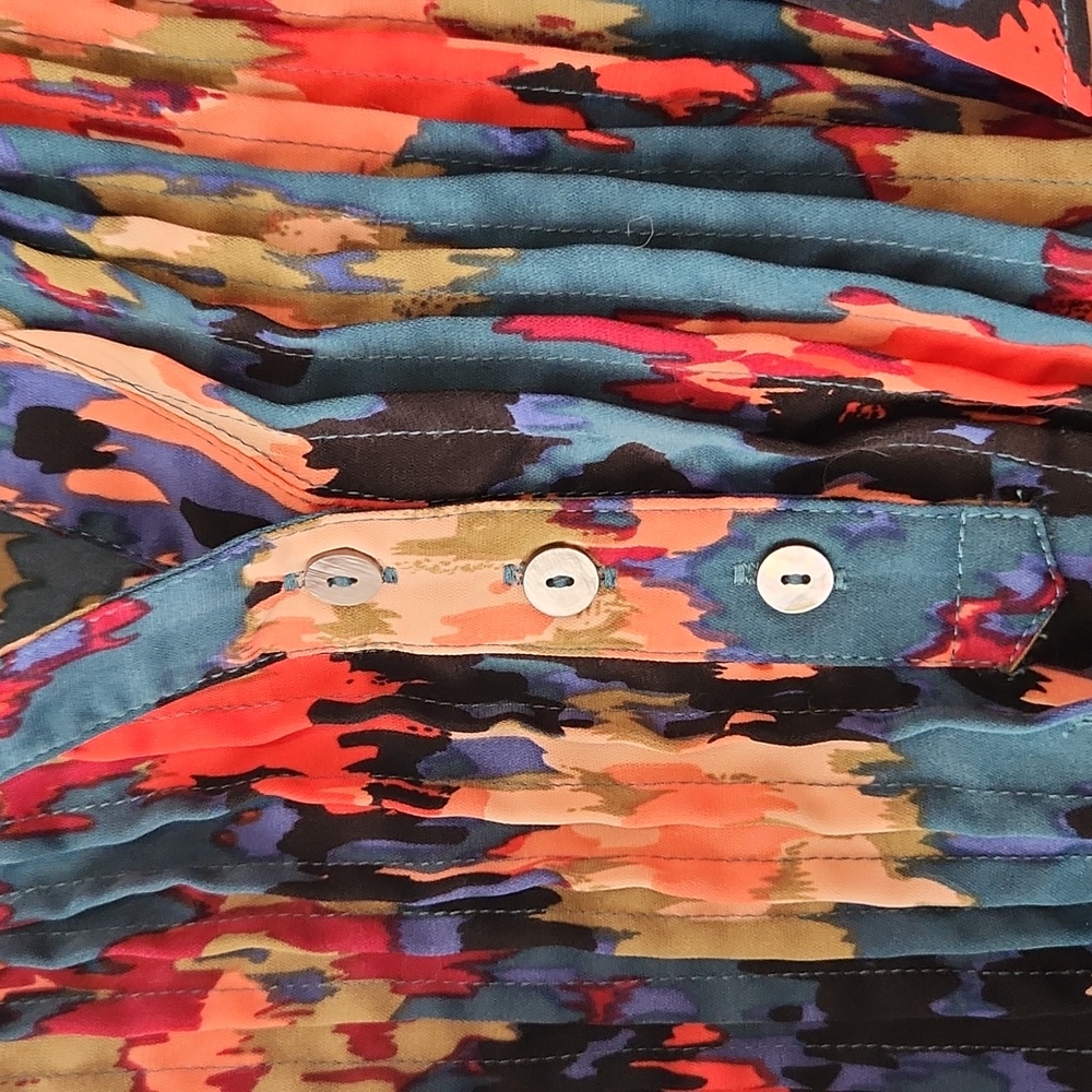Entro Blouse Multi Color Ruffle Short Sleeve - Picture 4 of 7
